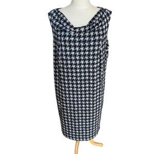 Lane Bryant Cowlneck Houndstooth Sleeveless Dress Neutral Office Chic Sz 18/20